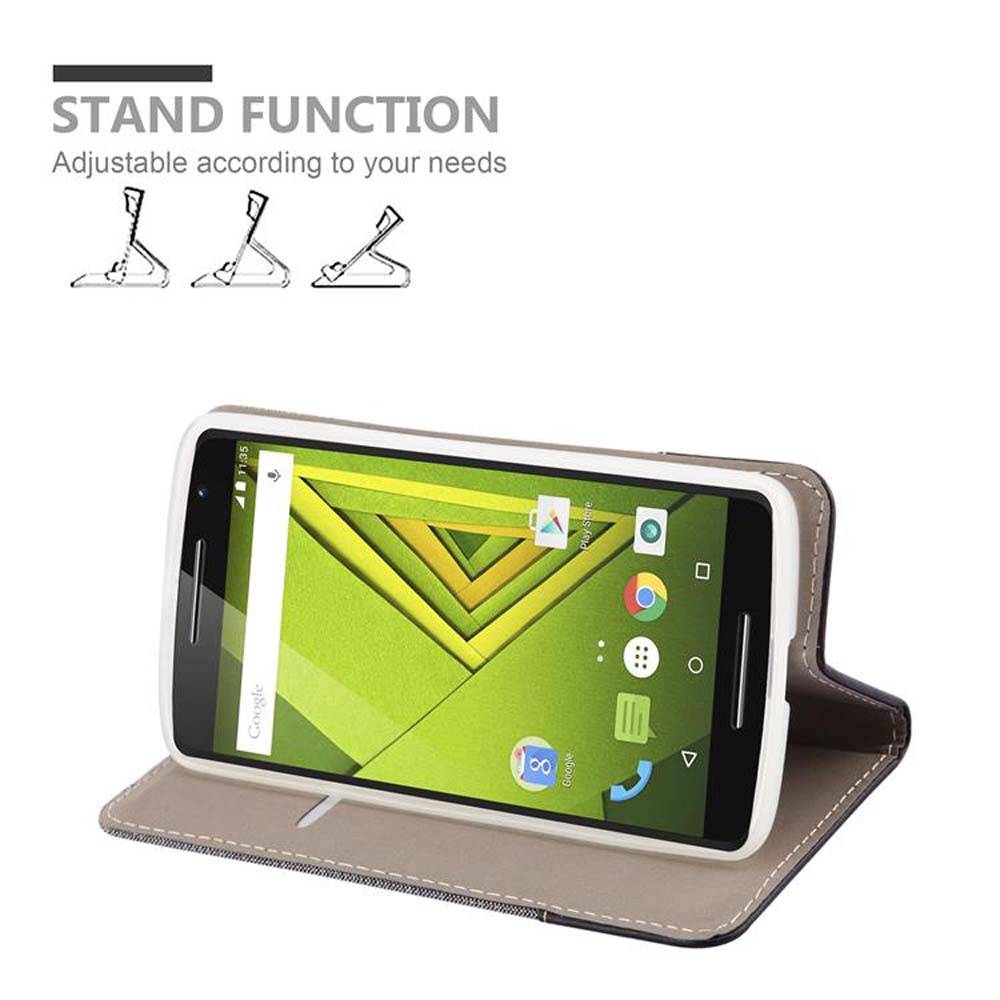 Cadorabo Hülle für Motorola MOTO X PLAY Schutzhülle in Grau Handy Hülle Etui Book Case Cover