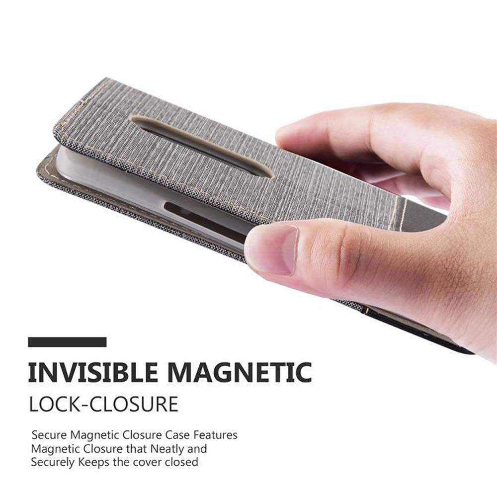 Cadorabo Hülle für Motorola MOTO X PLAY Schutzhülle in Grau Handy Hülle Etui Book Case Cover