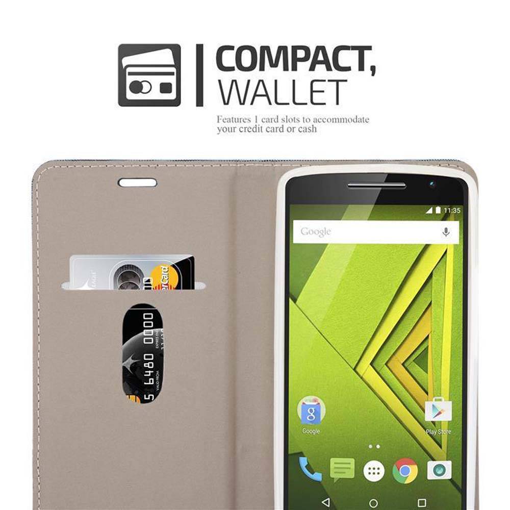Cadorabo Hülle für Motorola MOTO X PLAY Schutzhülle in Grau Handy Hülle Etui Book Case Cover