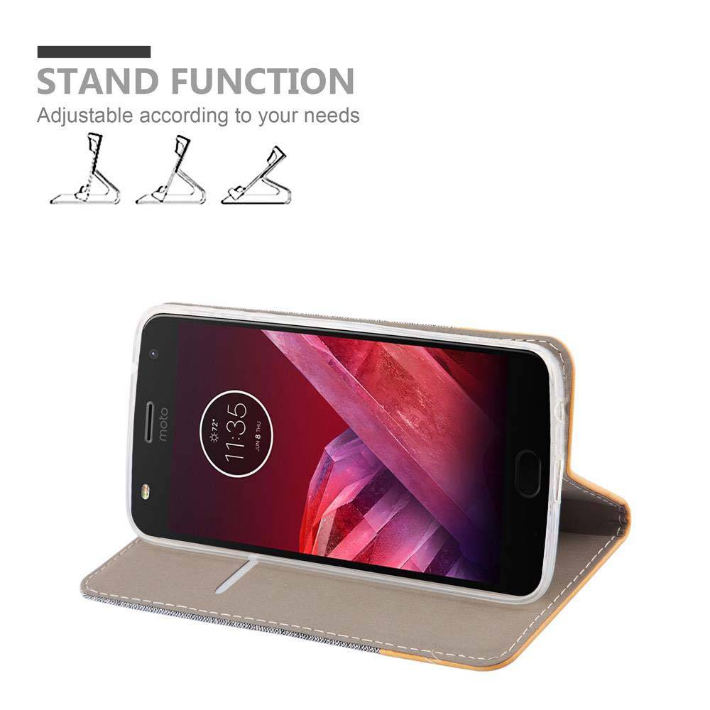 Cadorabo Hülle für Motorola MOTO Z2 PLAY / Z2 FORCE Schutzhülle in Grau Handy Hülle Etui Book Case Cover