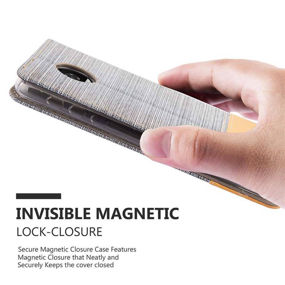 Cadorabo Hülle für Motorola MOTO Z2 PLAY / Z2 FORCE Schutzhülle in Grau Handy Hülle Etui Book Case Cover