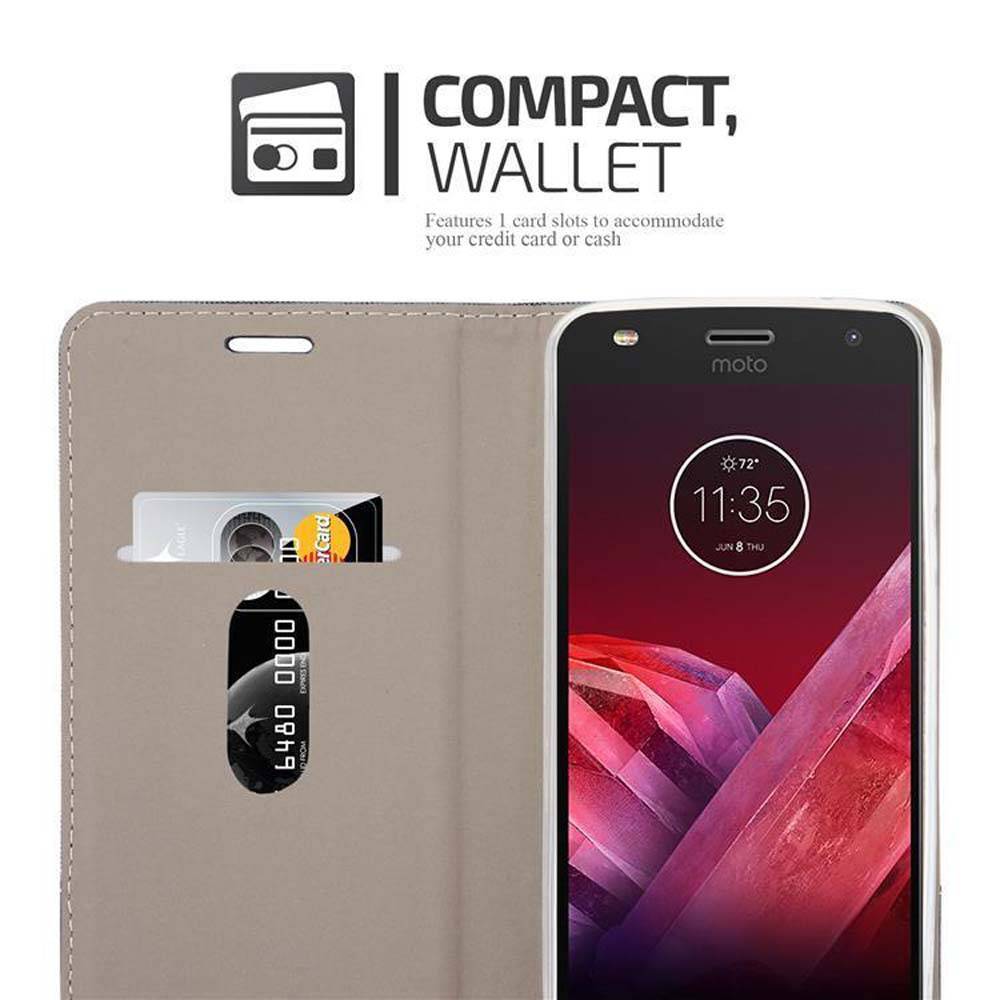Cadorabo Hülle für Motorola MOTO Z2 PLAY / Z2 FORCE Schutzhülle in Grau Handy Hülle Etui Book Case Cover