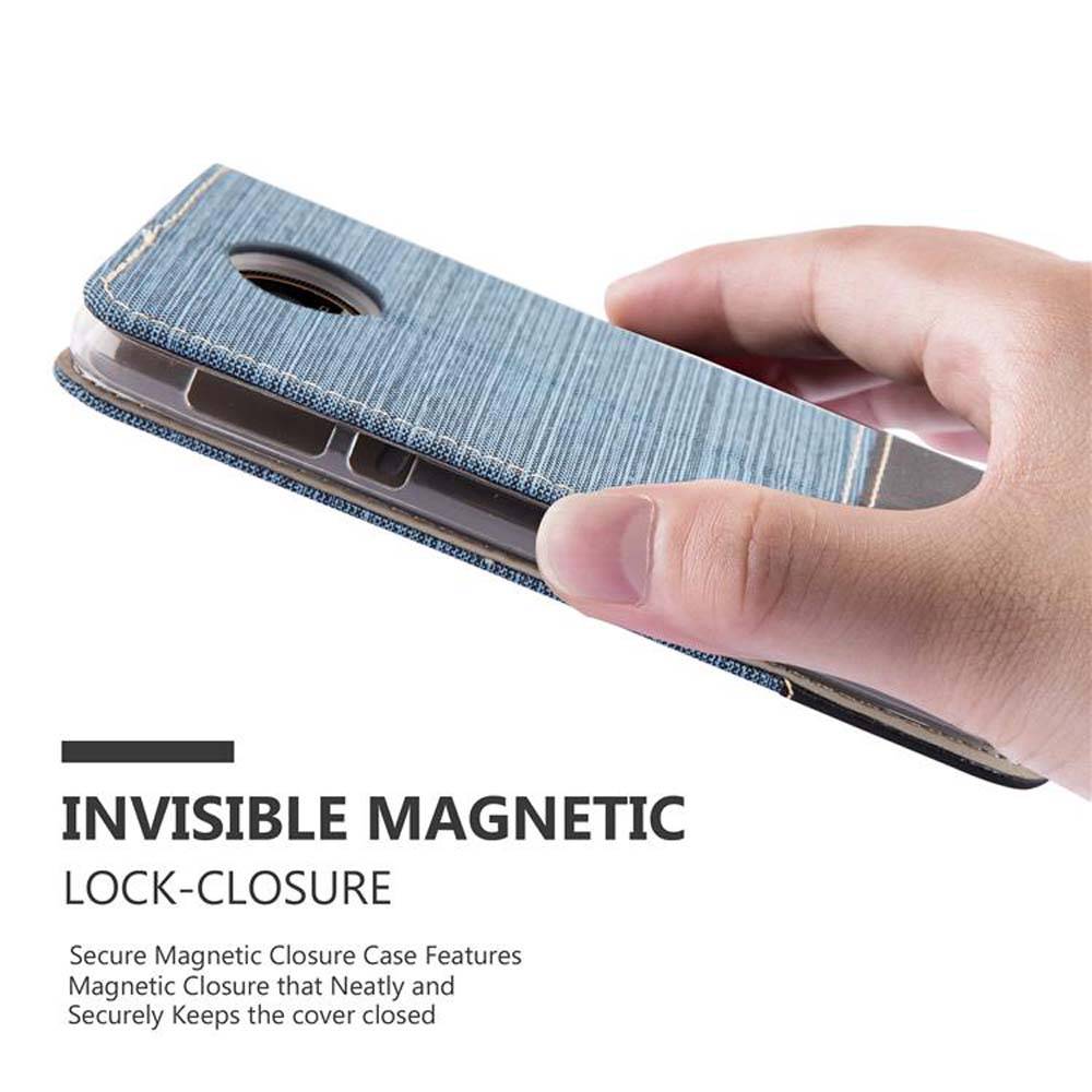 Cadorabo Hülle für Motorola MOTO Z FORCE Schutzhülle in Blau Handy Hülle Etui Book Case Cover