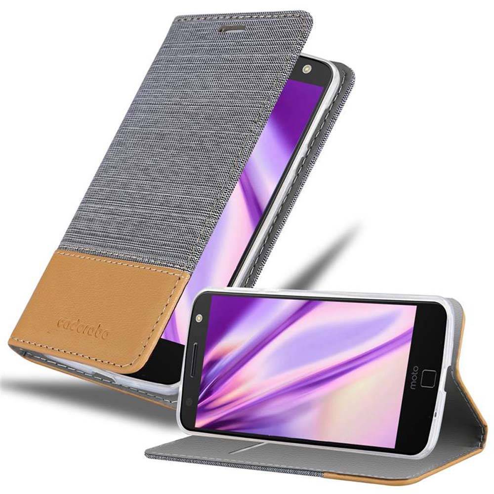 Cadorabo Hülle für Motorola MOTO Z Schutzhülle in Grau Handy Hülle Etui Book Case Cover