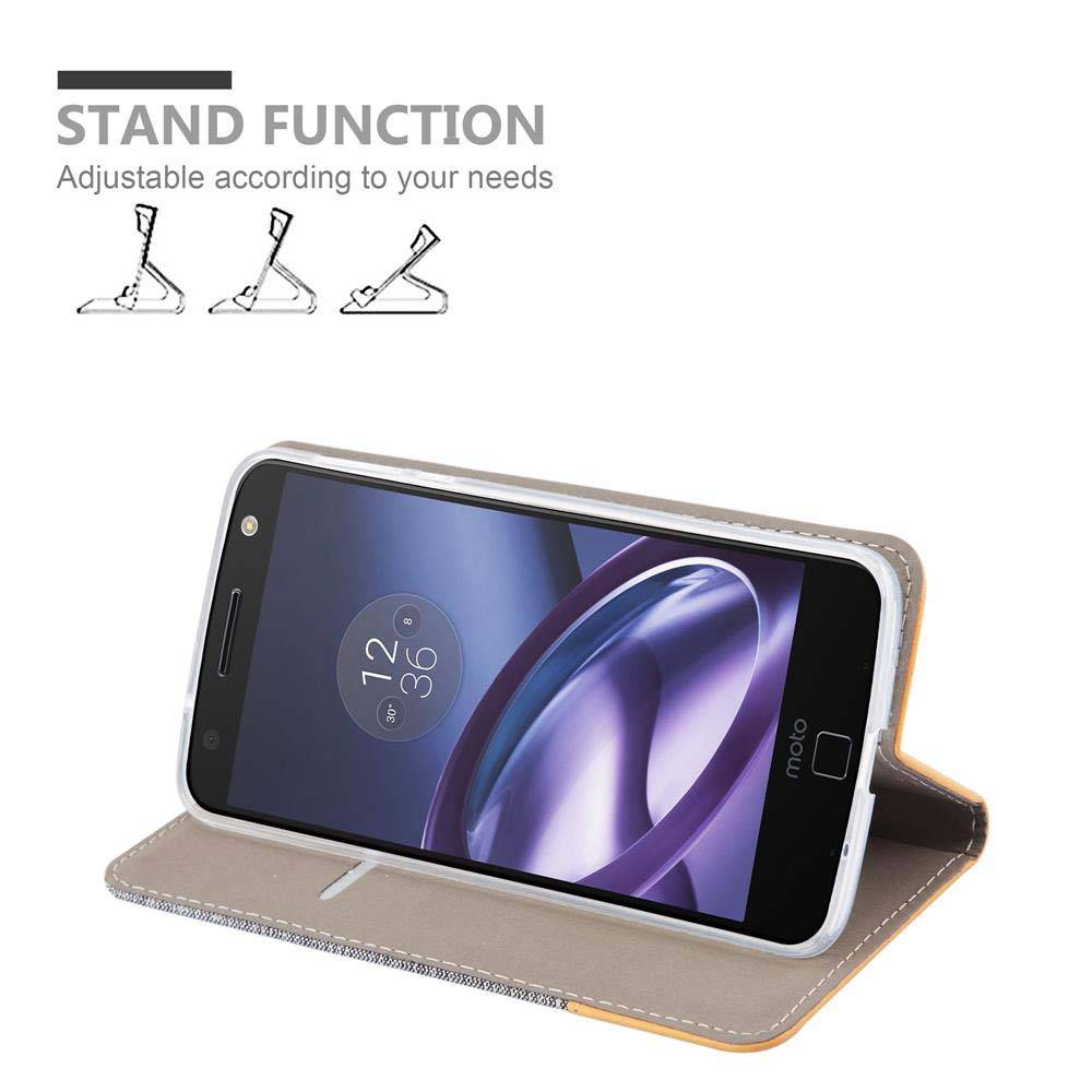 Cadorabo Hülle für Motorola MOTO Z Schutzhülle in Grau Handy Hülle Etui Book Case Cover