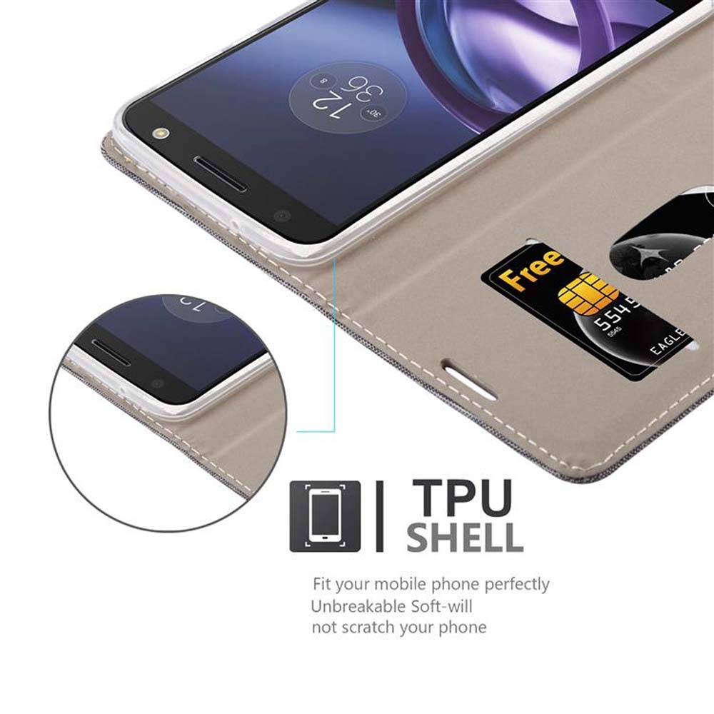 Cadorabo Hülle für Motorola MOTO Z Schutzhülle in Grau Handy Hülle Etui Book Case Cover