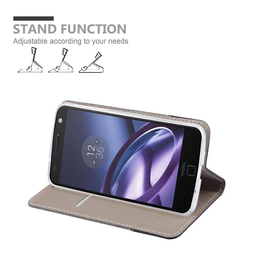 Cadorabo Hülle für Motorola MOTO Z Schutzhülle in Grau Handy Hülle Etui Book Case Cover