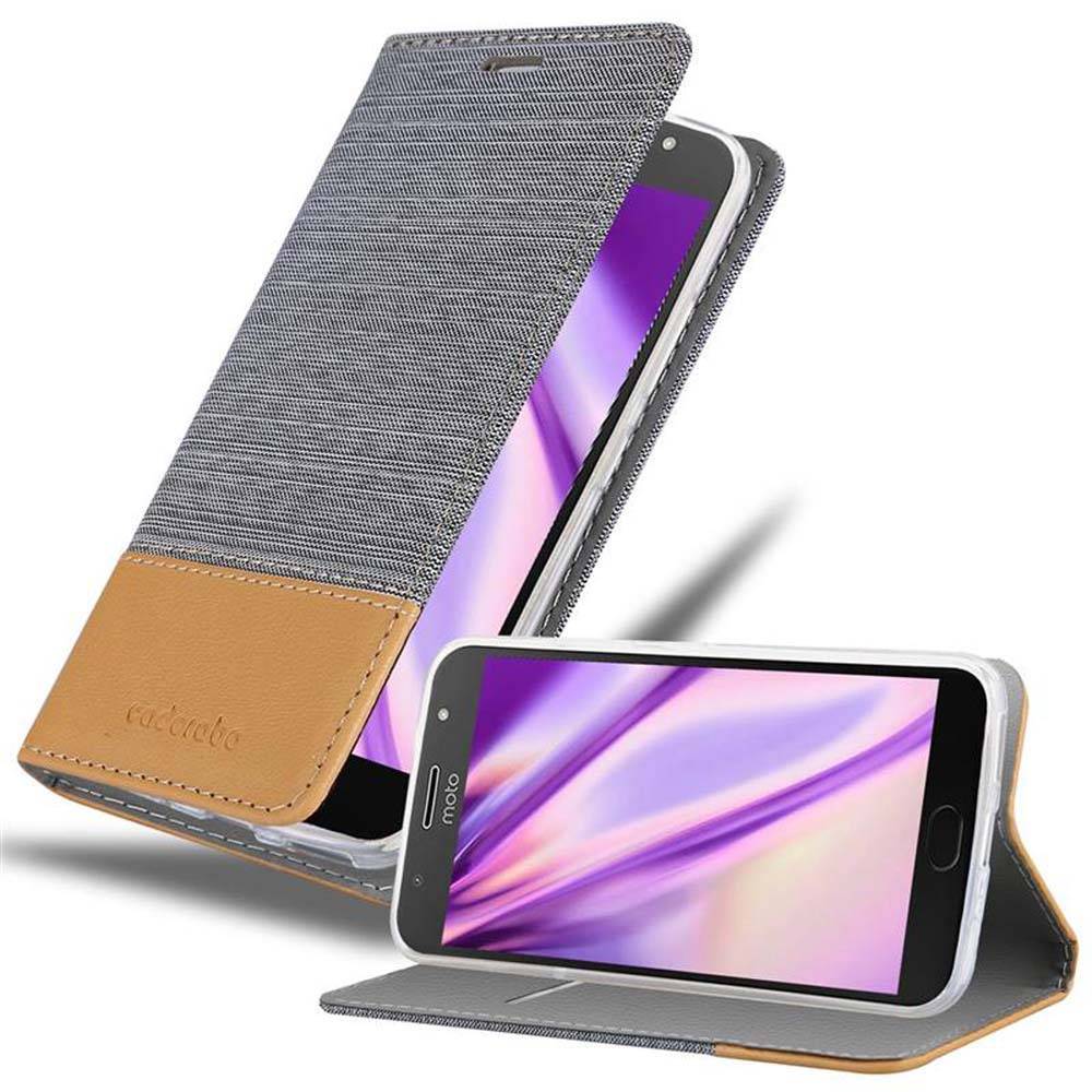 Cadorabo Hülle für Motorola MOTO G5S PLUS Schutzhülle in Grau Handy Hülle Etui Book Case Cover