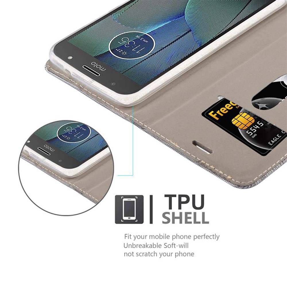Cadorabo Hülle für Motorola MOTO G5S PLUS Schutzhülle in Grau Handy Hülle Etui Book Case Cover