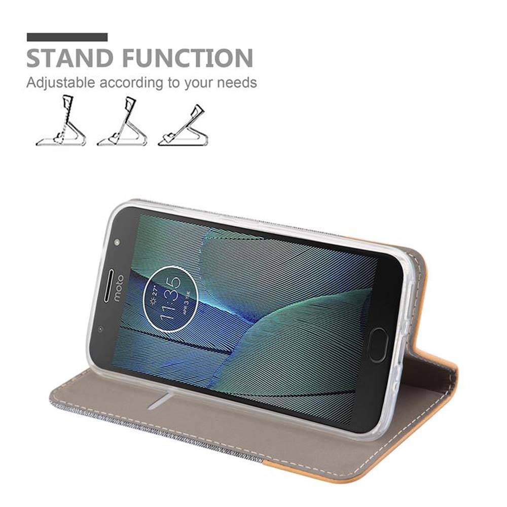 Cadorabo Hülle für Motorola MOTO G5S PLUS Schutzhülle in Grau Handy Hülle Etui Book Case Cover