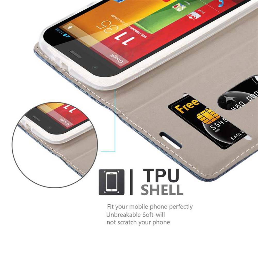 Cadorabo Hülle für Motorola MOTO G2 Schutzhülle in Blau Handy Hülle Etui Book Case Cover