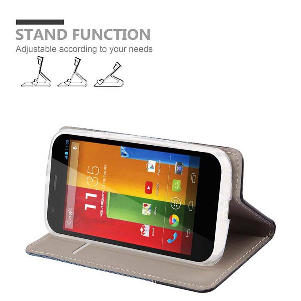 Cadorabo Hülle für Motorola MOTO G2 Schutzhülle in Blau Handy Hülle Etui Book Case Cover