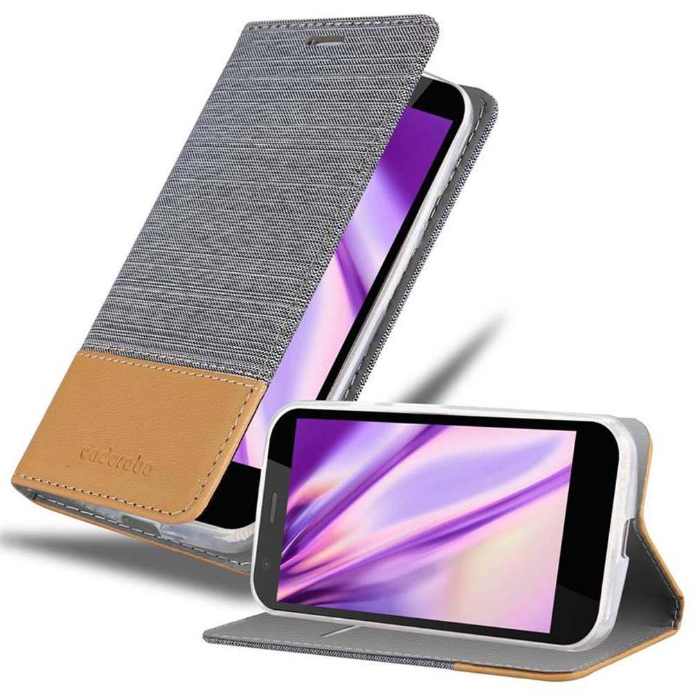 Cadorabo Hülle für Motorola MOTO G2 Schutzhülle in Grau Handy Hülle Etui Book Case Cover