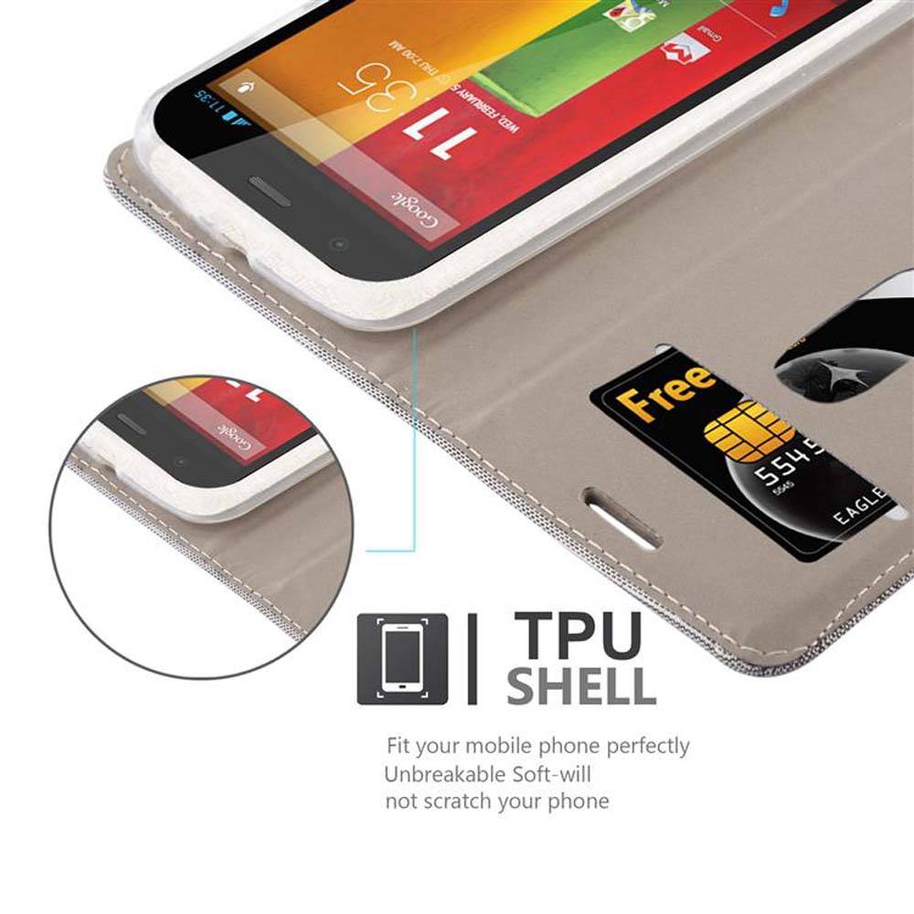 Cadorabo Hülle für Motorola MOTO G2 Schutzhülle in Grau Handy Hülle Etui Book Case Cover
