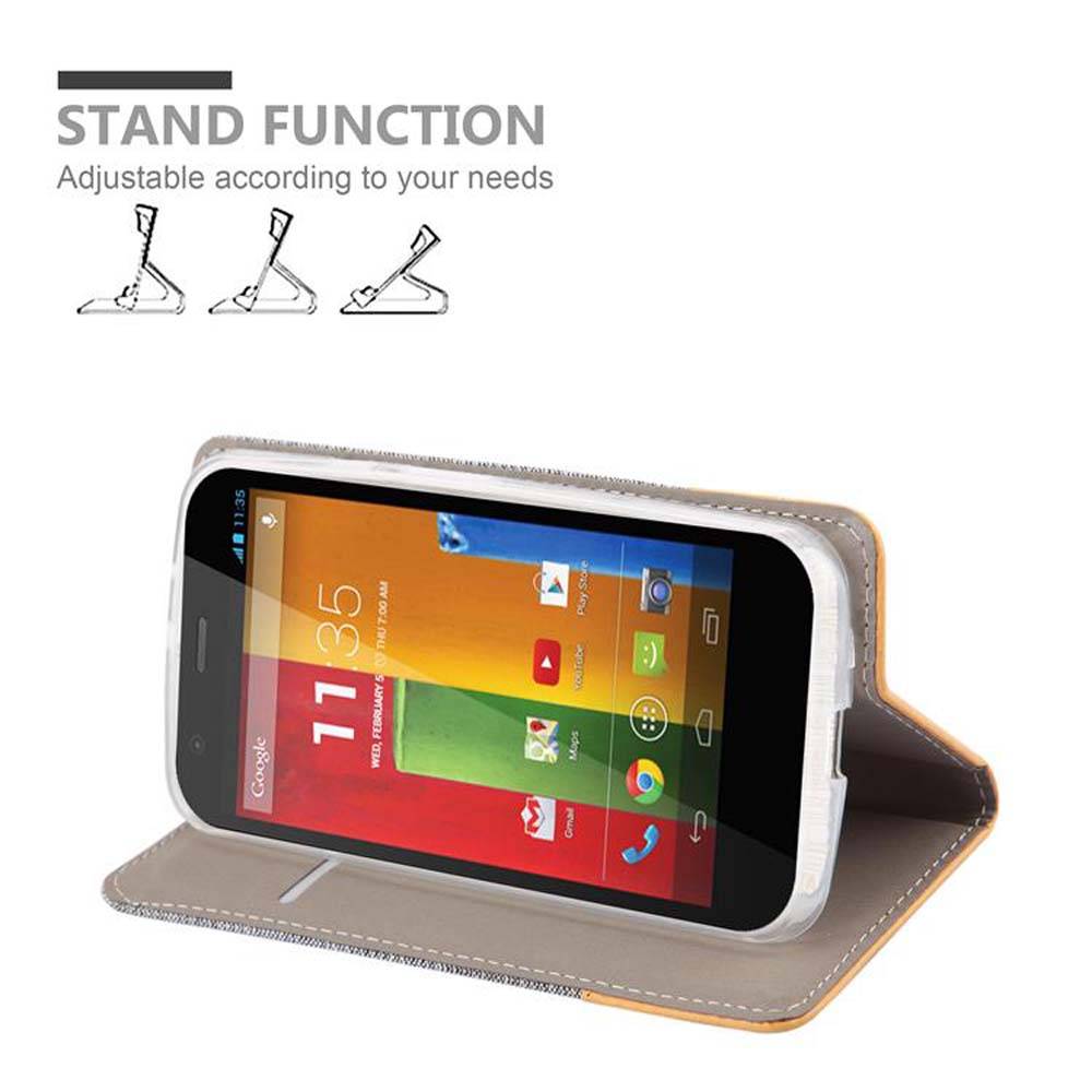 Cadorabo Hülle für Motorola MOTO G2 Schutzhülle in Grau Handy Hülle Etui Book Case Cover