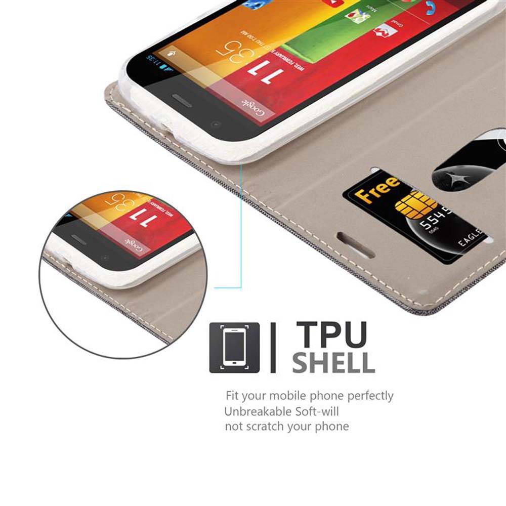Cadorabo Hülle für Motorola MOTO G2 Schutzhülle in Grau Handy Hülle Etui Book Case Cover
