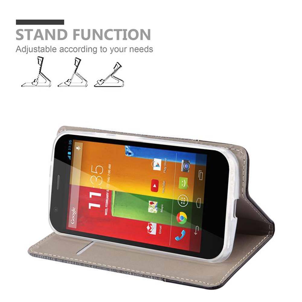 Cadorabo Hülle für Motorola MOTO G2 Schutzhülle in Grau Handy Hülle Etui Book Case Cover