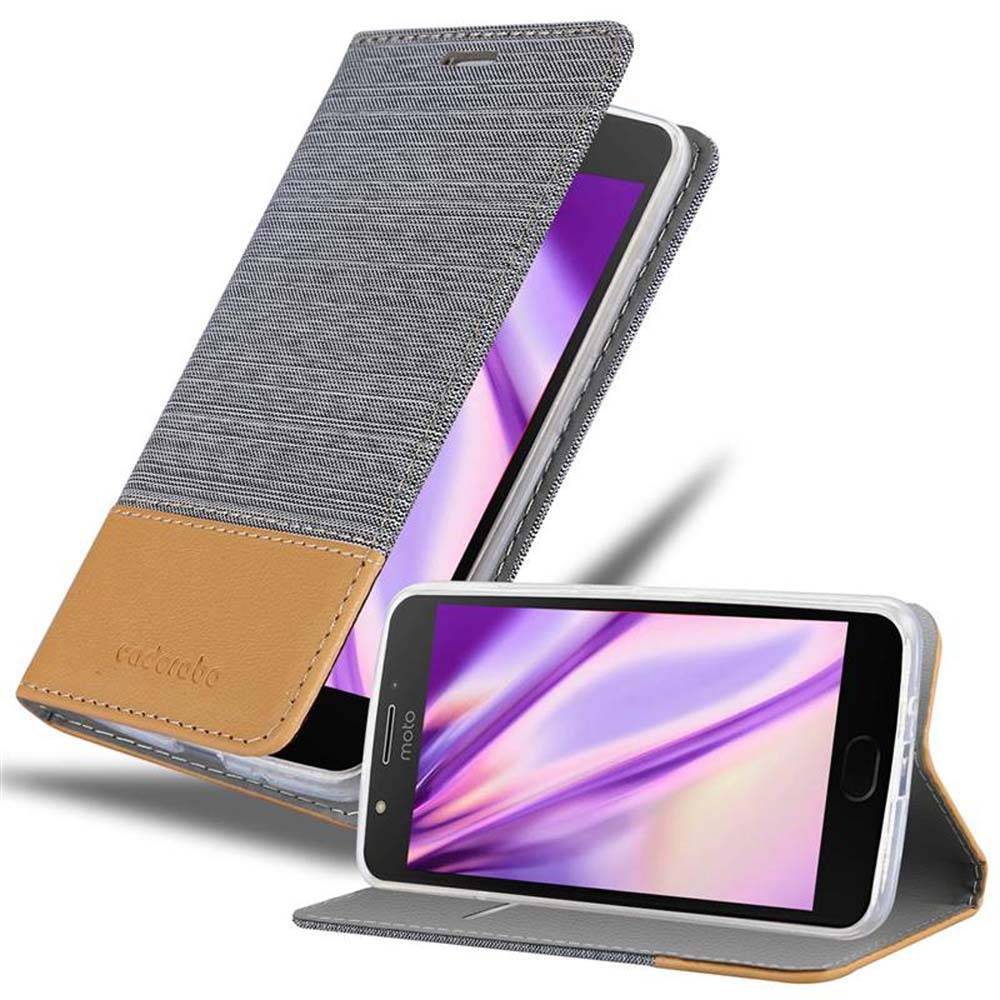Cadorabo Hülle für Motorola MOTO E4 Schutzhülle in Grau Handy Hülle Etui Book Case Cover