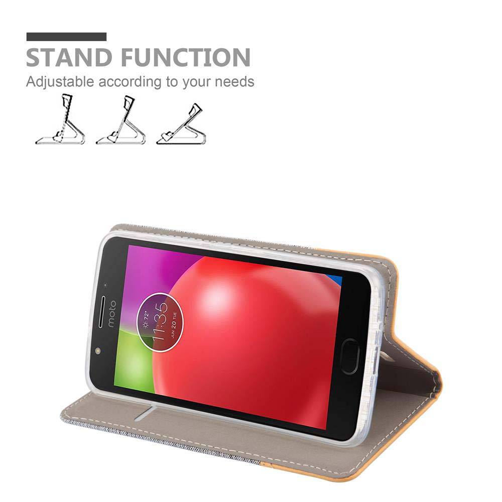 Cadorabo Hülle für Motorola MOTO E4 Schutzhülle in Grau Handy Hülle Etui Book Case Cover