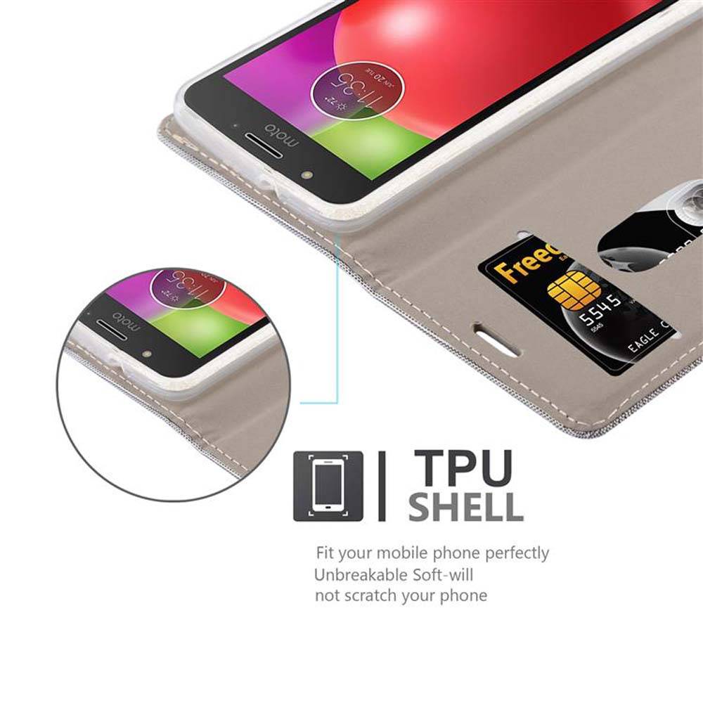 Cadorabo Hülle für Motorola MOTO E4 Schutzhülle in Grau Handy Hülle Etui Book Case Cover