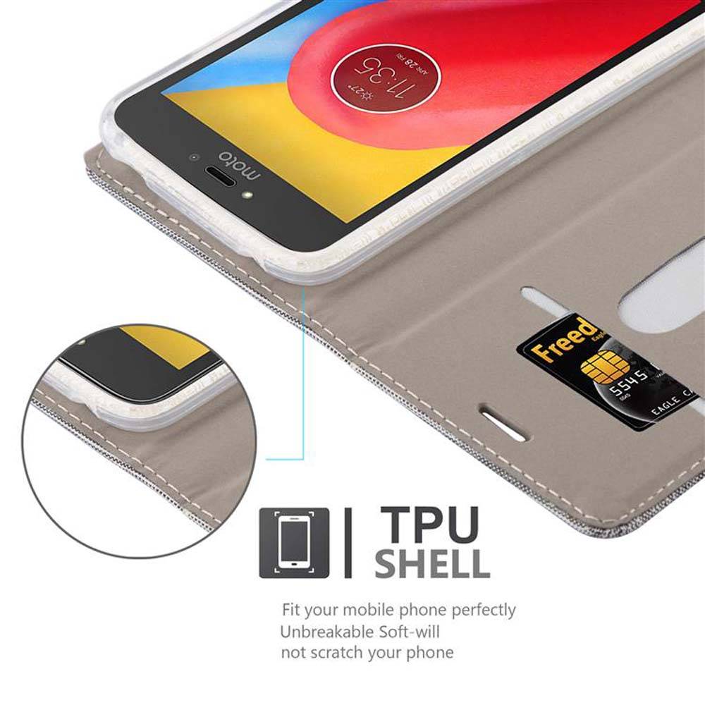 Cadorabo Hülle für Motorola MOTO C PLUS Schutzhülle in Grau Handy Hülle Etui Book Case Cover