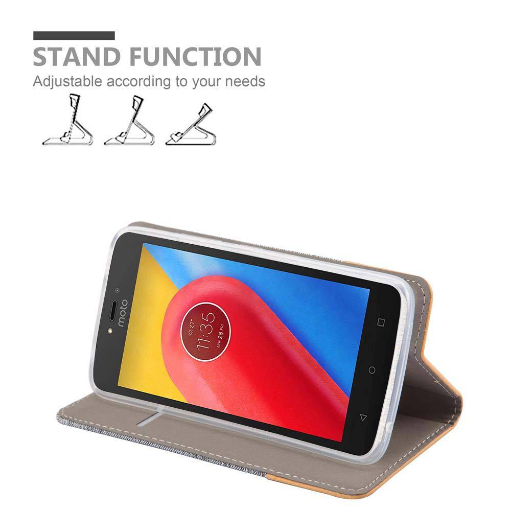 Cadorabo Hülle für Motorola MOTO C PLUS Schutzhülle in Grau Handy Hülle Etui Book Case Cover