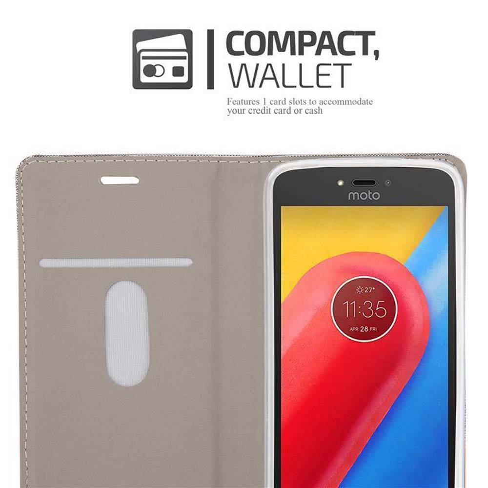 Cadorabo Hülle für Motorola MOTO C PLUS Schutzhülle in Grau Handy Hülle Etui Book Case Cover