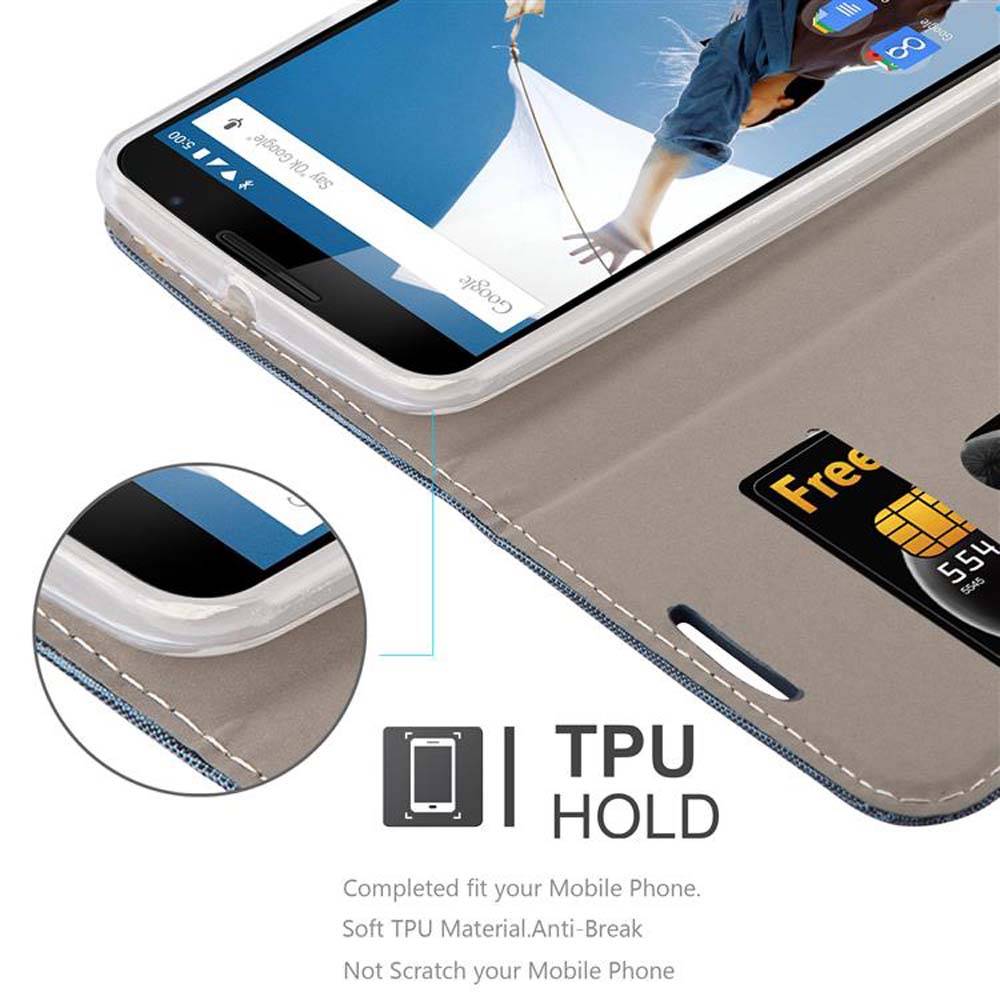 Cadorabo Hülle für Motorola Google NEXUS 6 Schutzhülle in Blau Handy Hülle Etui Book Case Cover