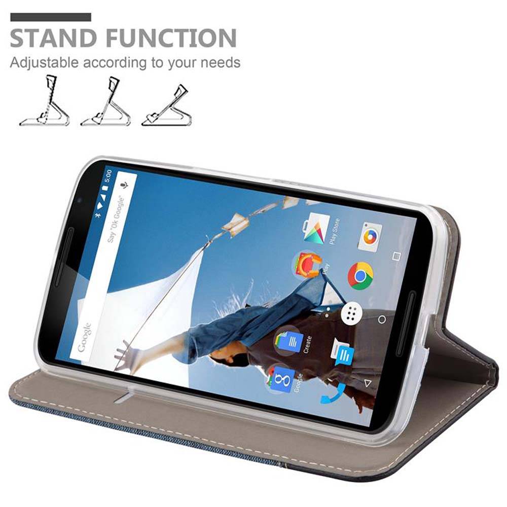 Cadorabo Hülle für Motorola Google NEXUS 6 Schutzhülle in Blau Handy Hülle Etui Book Case Cover