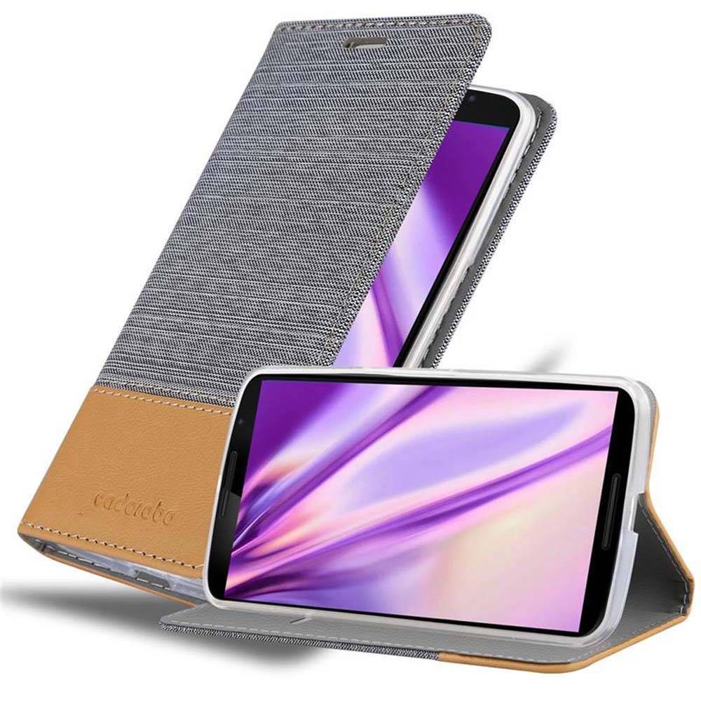 Cadorabo Hülle für Motorola Google NEXUS 6 Schutzhülle in Grau Handy Hülle Etui Book Case Cover