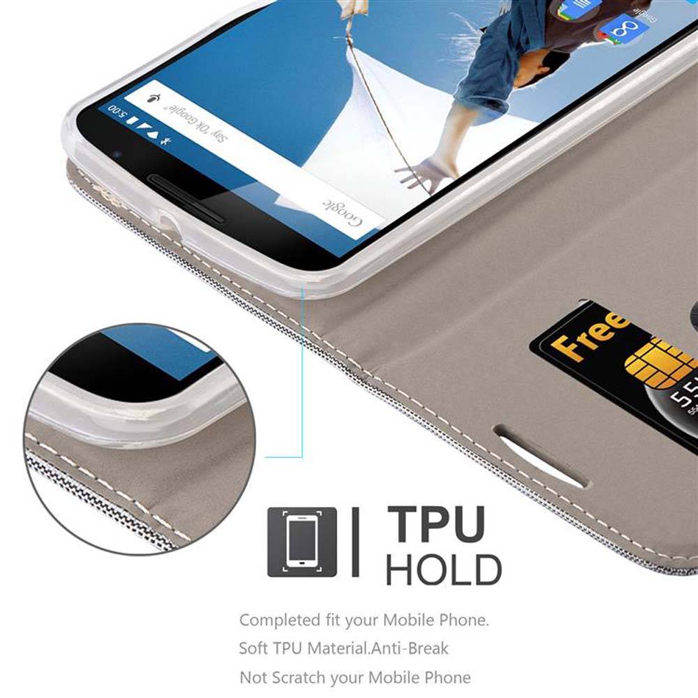 Cadorabo Hülle für Motorola Google NEXUS 6 Schutzhülle in Grau Handy Hülle Etui Book Case Cover