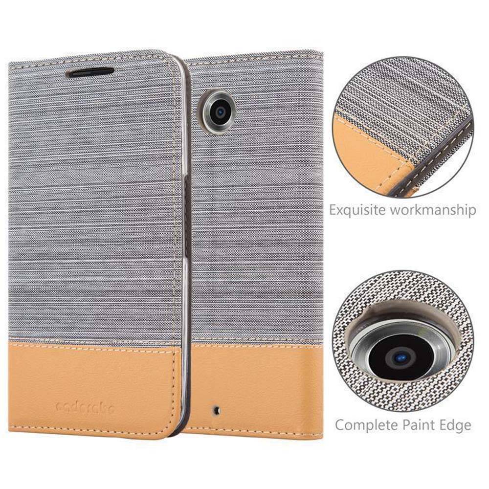 Cadorabo Hülle für Motorola Google NEXUS 6 Schutzhülle in Grau Handy Hülle Etui Book Case Cover