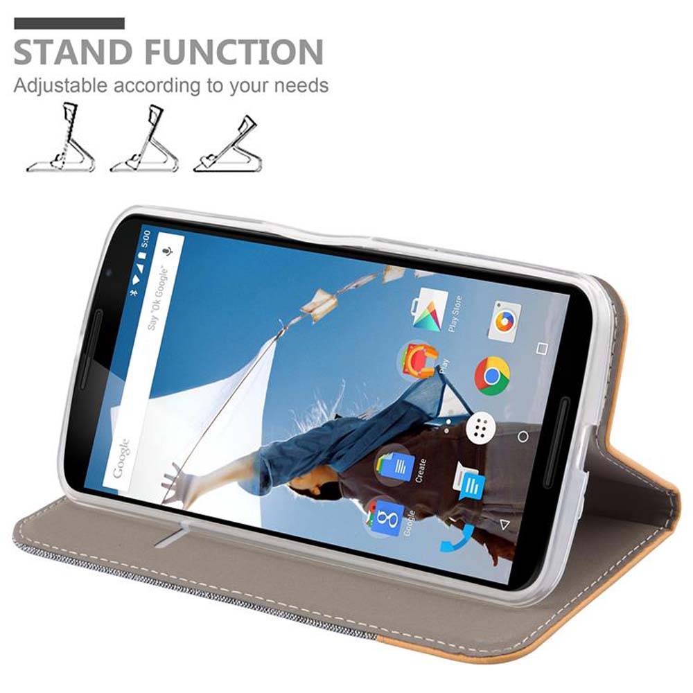 Cadorabo Hülle für Motorola Google NEXUS 6 Schutzhülle in Grau Handy Hülle Etui Book Case Cover
