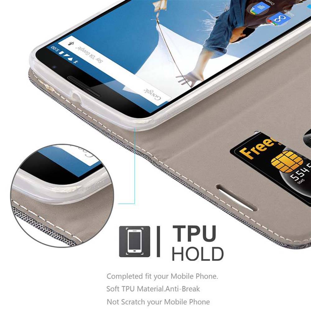 Cadorabo Hülle für Motorola Google NEXUS 6 Schutzhülle in Grau Handy Hülle Etui Book Case Cover