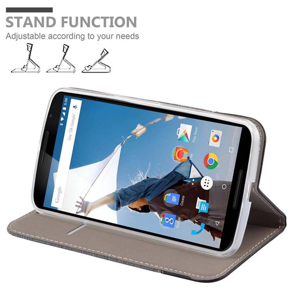 Cadorabo Hülle für Motorola Google NEXUS 6 Schutzhülle in Grau Handy Hülle Etui Book Case Cover
