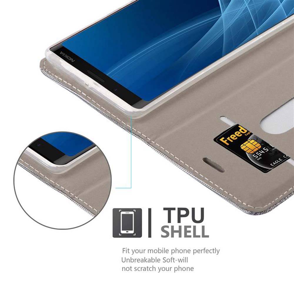 Cadorabo Hülle für Nokia 8 Sirocco Schutzhülle in Grau Handy Hülle Etui Book Case Cover