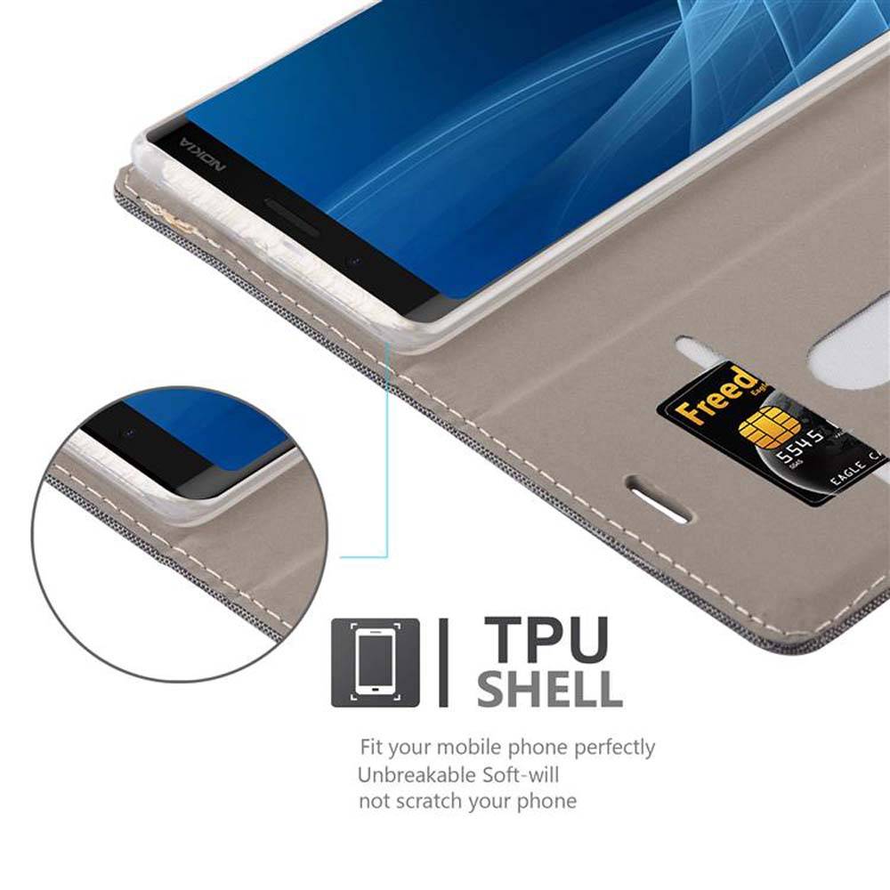 Cadorabo Hülle für Nokia 8 Sirocco Schutzhülle in Grau Handy Hülle Etui Book Case Cover