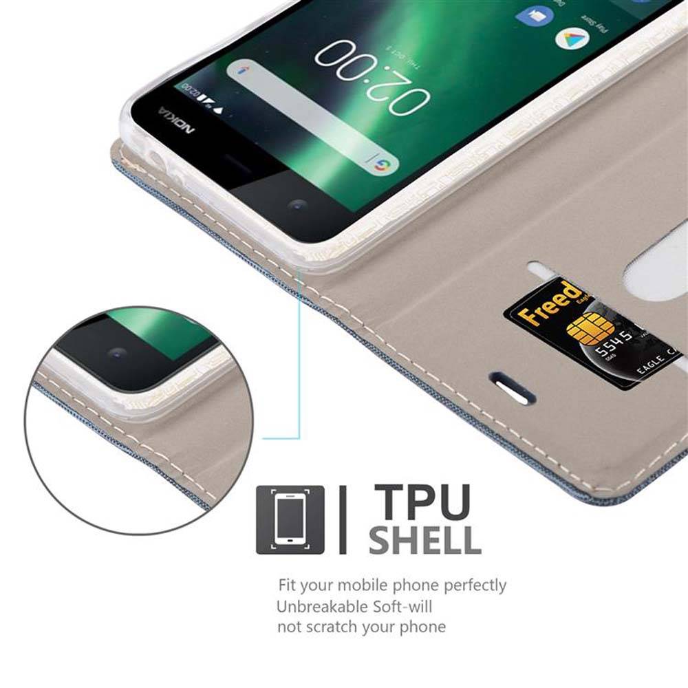 Cadorabo Hülle für Nokia 2 2017 Schutzhülle in Blau Handy Hülle Etui Book Case Cover