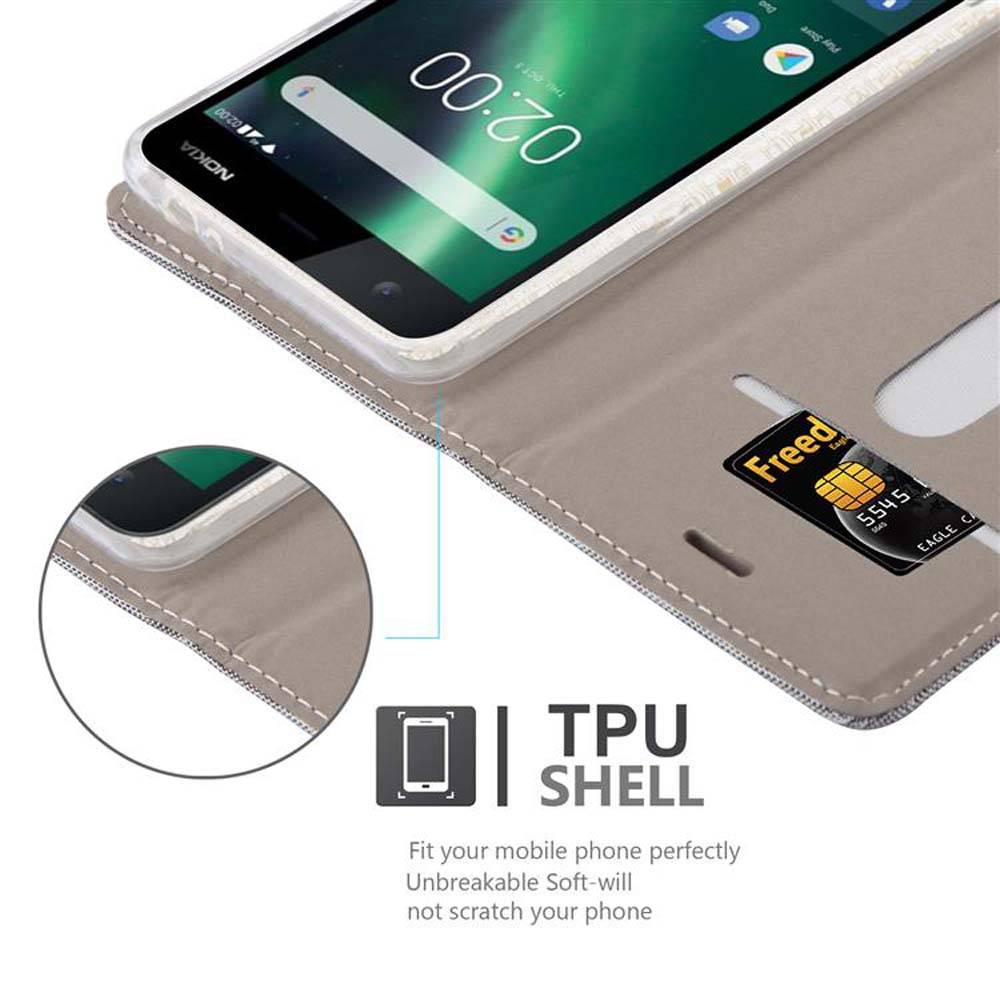 Cadorabo Hülle für Nokia 2 2017 Schutzhülle in Grau Handy Hülle Etui Book Case Cover