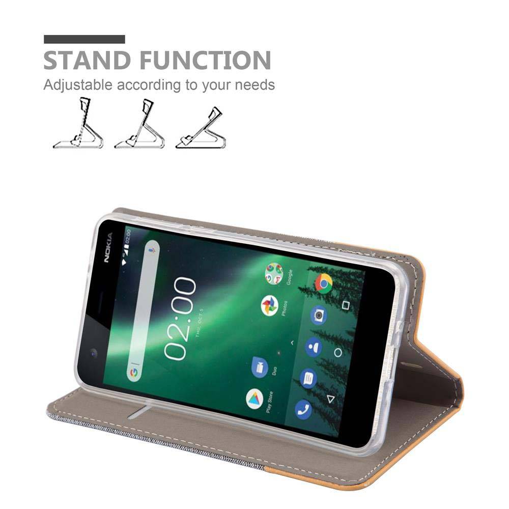 Cadorabo Hülle für Nokia 2 2017 Schutzhülle in Grau Handy Hülle Etui Book Case Cover