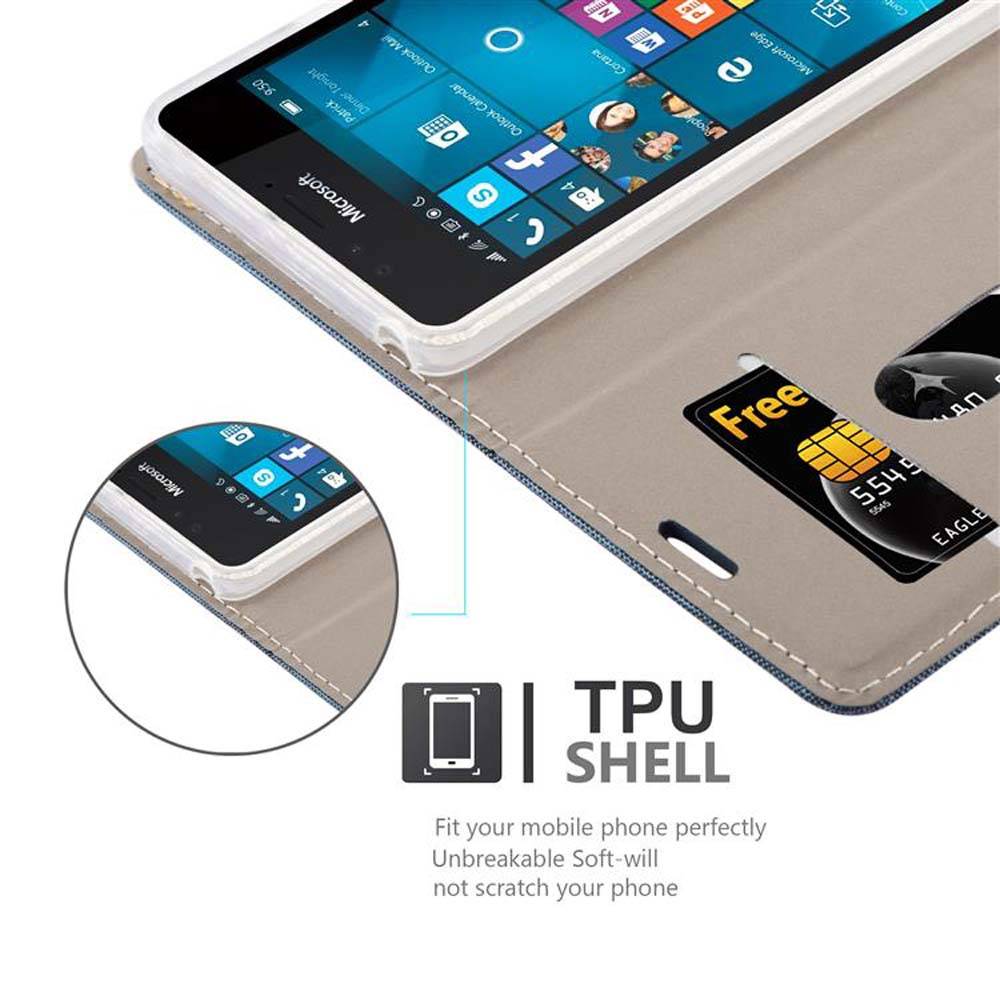 Cadorabo Hülle für Nokia Lumia 950 Schutzhülle in Blau Handy Hülle Etui Book Case Cover