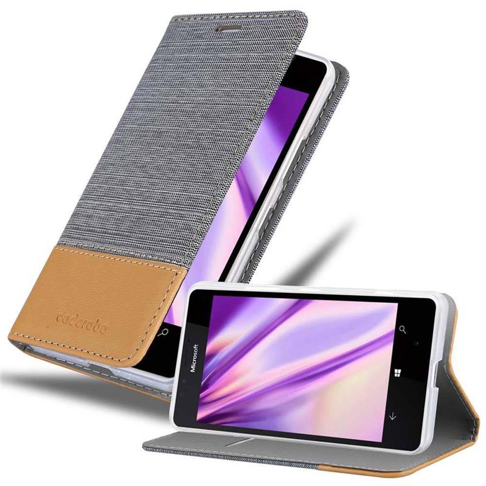 Cadorabo Hülle für Nokia Lumia 950 Schutzhülle in Grau Handy Hülle Etui Book Case Cover