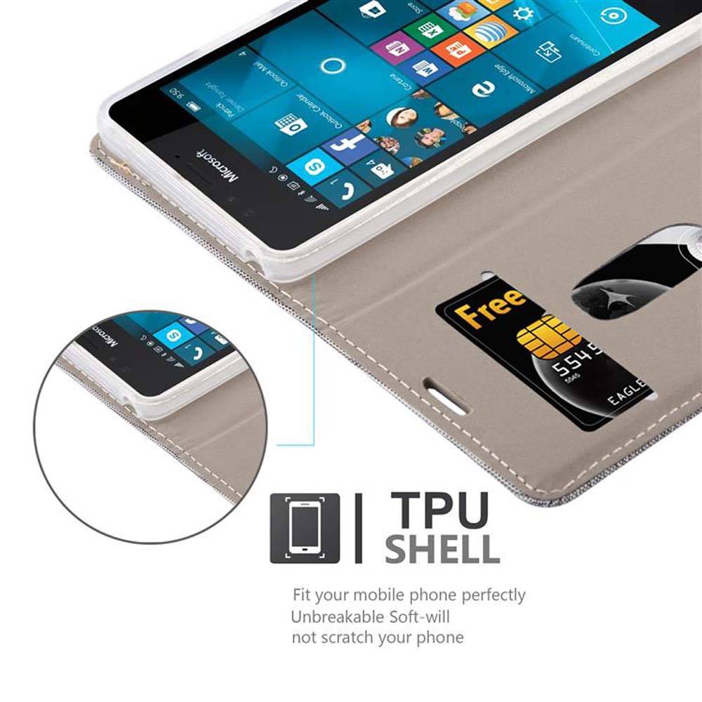 Cadorabo Hülle für Nokia Lumia 950 Schutzhülle in Grau Handy Hülle Etui Book Case Cover