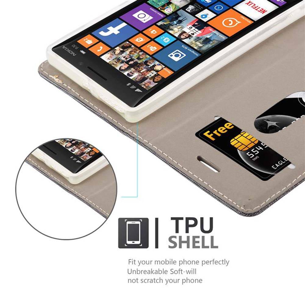Cadorabo Hülle für Nokia Lumia 929 / 930 Schutzhülle in Grau Handy Hülle Etui Book Case Cover