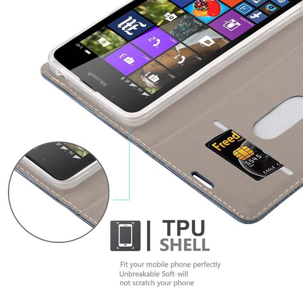 Cadorabo Hülle für Nokia Lumia 540 Schutzhülle in Blau Handy Hülle Etui Book Case Cover