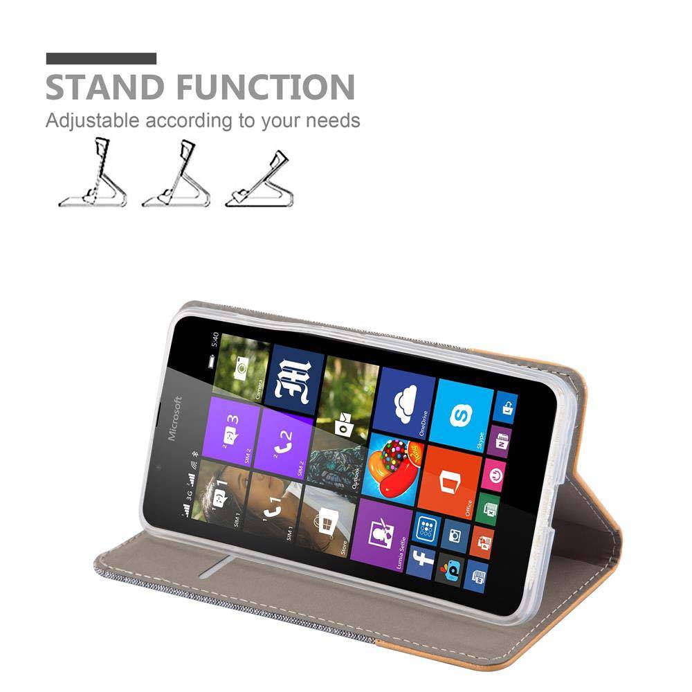 Cadorabo Hülle für Nokia Lumia 540 Schutzhülle in Grau Handy Hülle Etui Book Case Cover