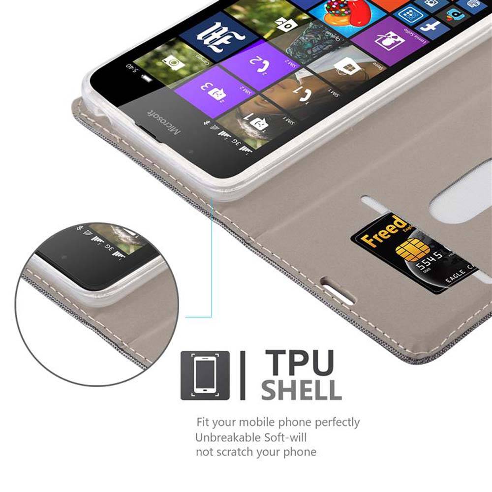 Cadorabo Hülle für Nokia Lumia 540 Schutzhülle in Grau Handy Hülle Etui Book Case Cover