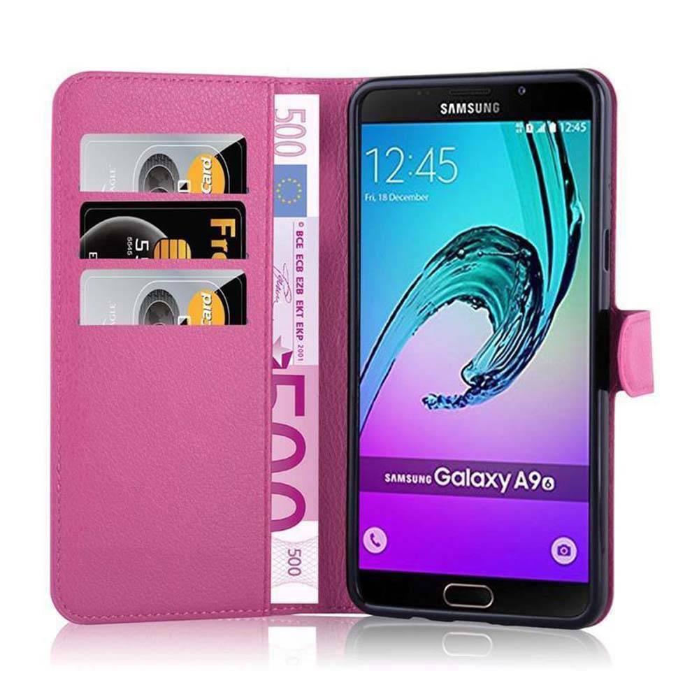 Cadorabo Hülle für Samsung Galaxy A9 2016 Schutz Hülle in Pink Handyhülle Etui Case Cover Magnetverschluss