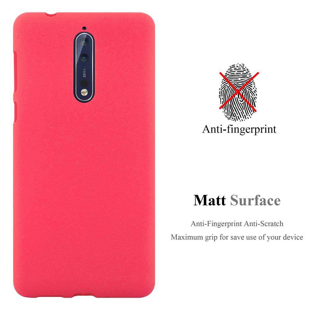 Cadorabo Schutzhülle für Nokia 8 2017 Hülle in Rot Handyhülle TPU Etui Cover Case
