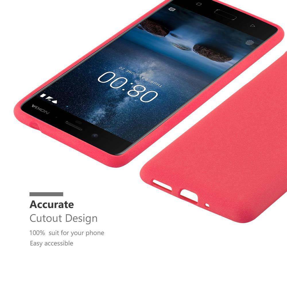 Cadorabo Schutzhülle für Nokia 8 2017 Hülle in Rot Handyhülle TPU Etui Cover Case